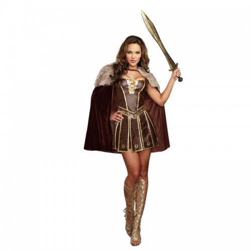 Vestido Vermelho Com Capa Gladiadora