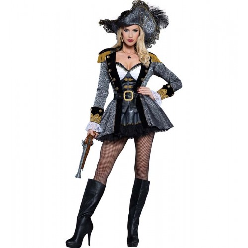 Pirata Vestido Cinza e Preto
