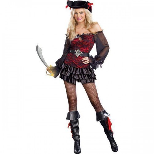 Pirata Vestido Vermelho com Chapeu