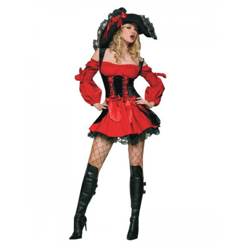 Pirata Vestido Vermelho com Preto