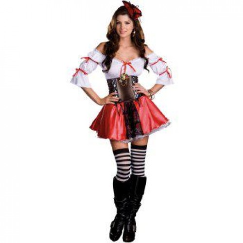 Pirata Vestido Vermelho e Branco