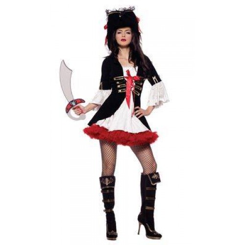 Vestido Pirata Branco e Preto